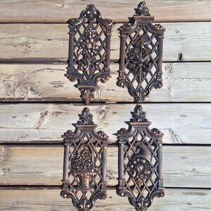 Vintage Coppercraft Four Seasons Plaques: 1970s Wall Decor plastic copper color